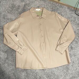 Women’s Tan Pleather Oversized Shirt